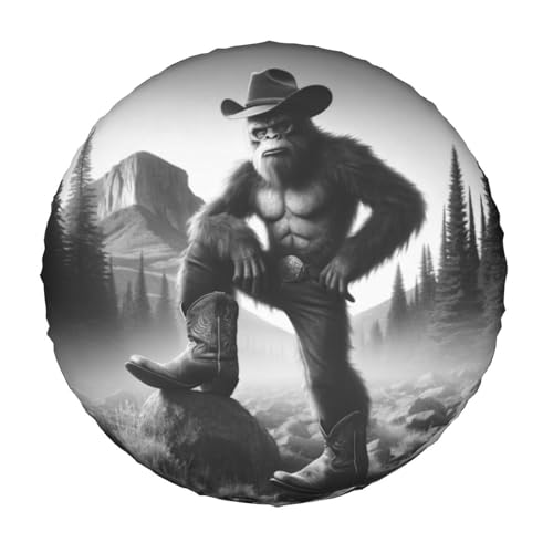 Image of Cowboy Bigfoot Spare Tire Cover, Wheel Covers Tire Protector Weatherproof Dust-Proof Universal Fit for Rv Spare Tire Cover Trailer SUV Camper Vehicle 14 in