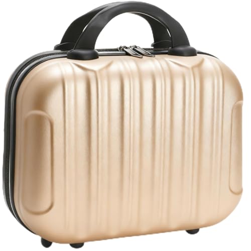 Tlence 13 Hard Shell Makeup Travel Case Striped Hand Luggage with Elastic Band ABS Carrying Cosmetic Suitcase Small Portable Train Makeup Storage Organizer Box for Toiletry Gifts for Women