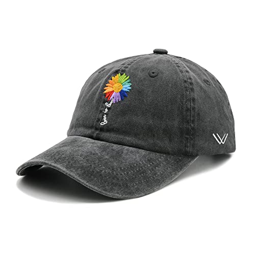 Nvjui Jufopl Embroidered Pride Rainbow Hat For Men Women, Love Is Love Sunflower Baseball Cap, Lgbt Hat #TOP16