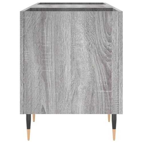 Buffet bas gris Sonoma pour platine vinyle et disques 121cm - 5