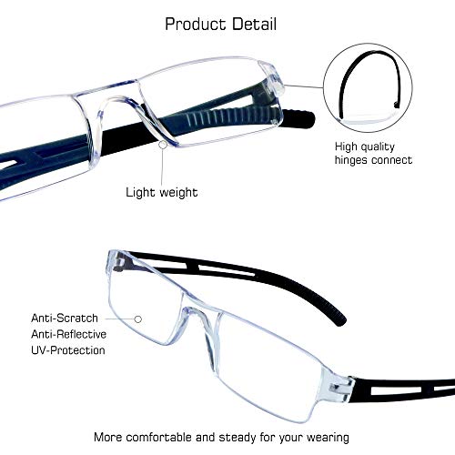 Image of VisionGlobal 8 Pairs Reading Glasses, Blue Light Blocking Glasses, Computer Reading Glasses for Women and Men, Fashion Square Eyewear Frame (8 Black,+0.00 Magnification)