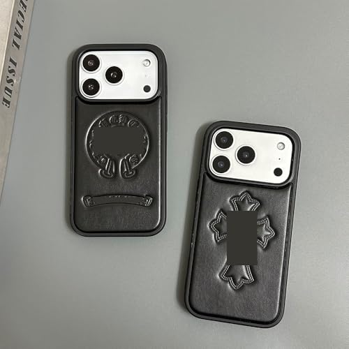 本革 高級 スマホケース クロム十字架 ハーツ スマホiPhone15/16/17ケース 男女兼用 ギフト純正風 スマホケース 人気 ブランド 風 おしゃれ かっこいい (for iPhone 16 Pro,01)