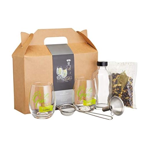 BarCraft, Gin-förberedelse-set i presentförpackning med allt du behöver för att förbereda din egen gin hemma, 6 stycken