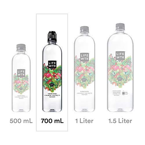 LIFEWTR Premium Purified Water, pH Balanced with Electrolytes for Taste, 23.7 Fl Oz Flip Cap Bottles, 700 mL Pack of 48 Count