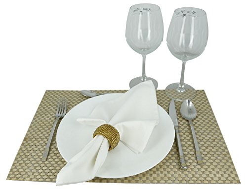 Shalinindia Handmade Indian Gold Beaded Napkin Rings - Set Of 4 Rings #TOP4