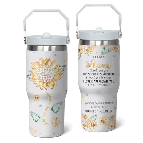 Wuepncah - Vaso de 887 ml con mango y paja, taza de café de viaje de doble pared, antifugas, reutilizable, botella de agua isotérmica de 887 ml, taza de acero inoxidable con mango y