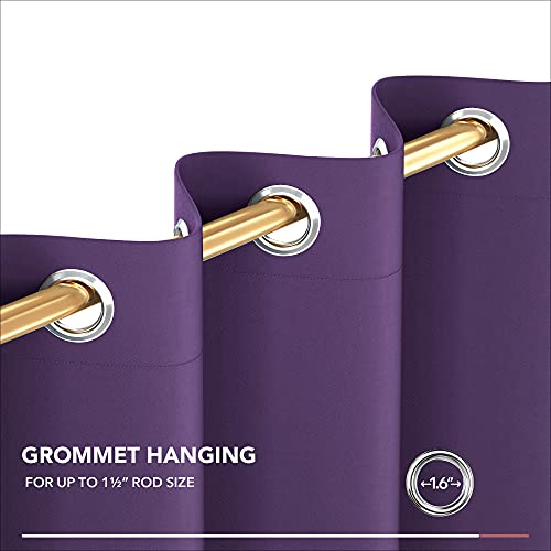Deconovo Room Darkening Blackout Curtain For Bedroom, Noise Reducing Thermal Insulated Blackout Window Curtains For Patio Door, Set Of 2, Each 42X84 In, Purple Grape #TOP3