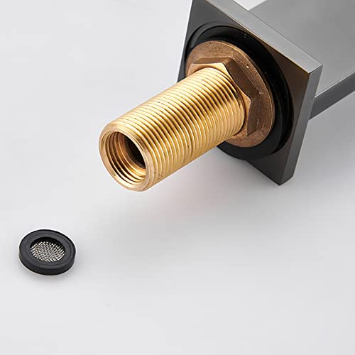 Larro Waterfall Bathroom Sink Faucet, Bathroom Faucet 2 Handles 3 Holes Vessel Sink Faucet Brass Basin Mixer Tap Hot And Cold Water Lavatory Faucet Deck Mount Basin Faucet,Gun Grey (Color : Gun Grey) #TOP5