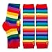 Joyingtwo Over Knee Rainbow Thigh High Socks and Gloves Cosplay Accessories for Women Fashion Wild Long Striped Arm Leg warmers