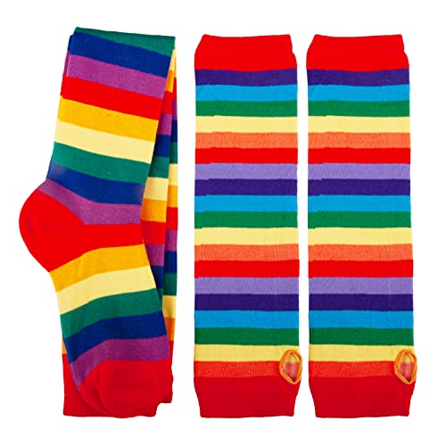 Image of Over Knee Rainbow Thigh High Socks Cosplay Accessories for Women Fashion Wild Long Striped Leg warmers