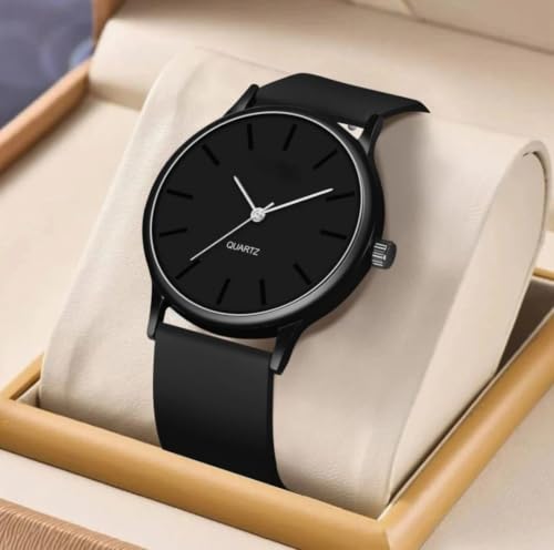 VIRAKTI Silicone Strap Analog Watch for Men with Round Dial Black - Image 3