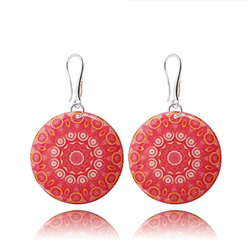 Pendientes colgantes boho redondos con mandala: joyería fina y ligera para mujer