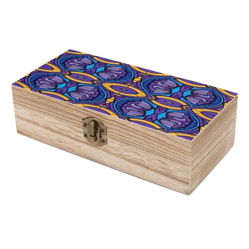 Boîte en bois rétro bleu et violet, le cadeau idéal