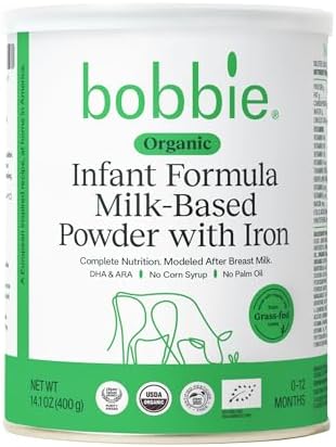 Bobbie Organic Baby Formula, Milk Based Powder with Iron, DHA and Vitamin D, Modeled After Breast Milk, Organic Baby Formula for Newborn to 12 Months Old Infant, 14.1 oz, 1 Pack