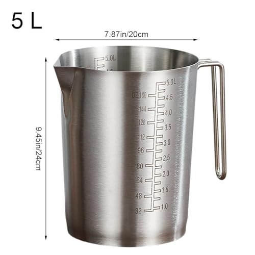 Pichet doseur 5 L en acier inoxydable à large ouverture pratique