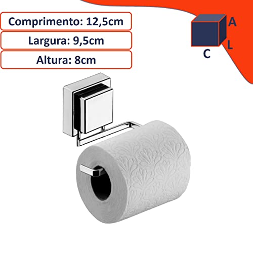 Suporte Porta Papel Higiênico Ventosa Parede Banheiro Cromado - 8052 Future