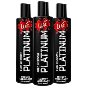 Wet Platinum Silicone-Based Lube for Men, Women & Couples, 3 Fl Oz (3-Pack) – Long-Lasting & Water-Resistant Premium Personal Lubricant – Safe to Use with Latex Condoms – Non-Sticky & Hypoallergenic