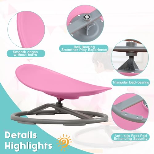 Image of BABAMU Spinning Chair for Autistic Kids, Sensory Swivel Chair, 220LBS Weight Capacity, Autism Sensory Products, Autism Toys, Sensory Toy (Pink, Egg)
