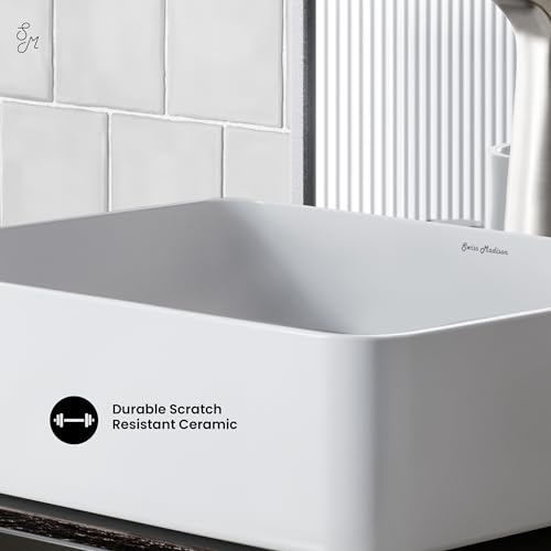 Image of Swiss Madison Concorde Rectangle Ceramic Vessel Sink