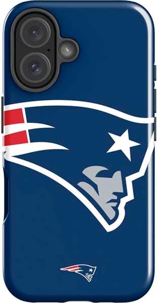 Skinit Impact Phone Case Compatible with iPhone 16 Plus - Officially Licensed NFL New England Patriots Black & White Design