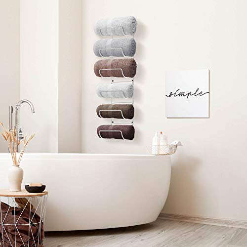 Sorbus Towel Rack, 6-Compartment Wall-Mount, Wall-Mounted (White) - image 2