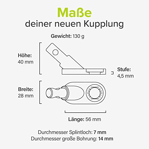 VELMIA Fahrradanhänger Kupplung passend für Qeridoo, Trixie, Hamax & Co. I Fahrrad Anhängerkupplung passend für Qeridoo Modelle bis MJ 2016 I Fahrrad Kupplung