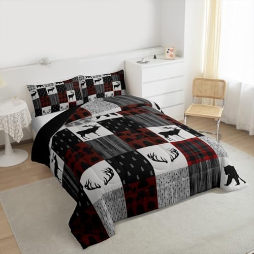 Image of Feelyou Moose Bedding Set Toddler Size 3 Piece for Boys Girls Women Men