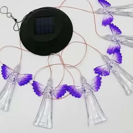 Solar Powered Guardian Angel Wind Chimes Outdoor Color-Changing Waterproof Lucky Moblie Led Light Portable for Patio,Deck,Yard,Garden,Corridor Hanging Gift for Mom, Purple Wings image 3