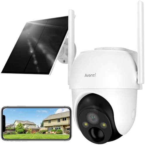 ARENTI 2K/3MP Camara Vigilancia WiFi Exterior Solar con Batería, ...