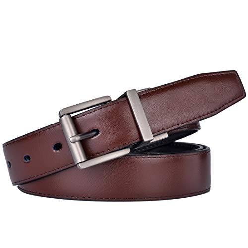 Image of Beltox Men's Belt Dress Casual Reversible Leather 1.1 inch w Roller Buckle Rotated