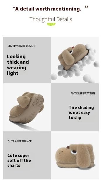 Cute 3D Dog Slippers, Fuzzy Cute Animal Dog Winter Slippers, Indoor Outdoor Non-Slip Sole Funny House Shoes for Women Men4