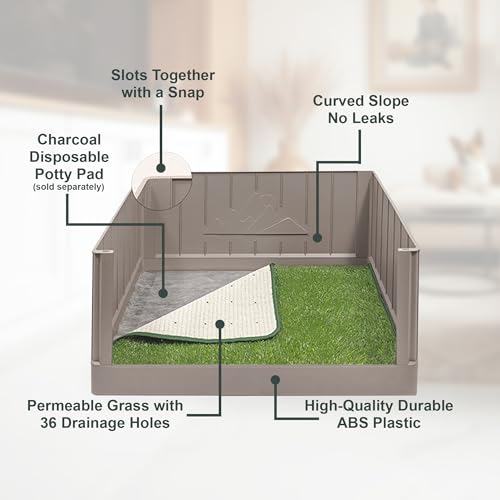 Pup en Suite Potty - Dog Toilet/Pee Pad Tray with Four Walls + Turf Patch - Indoor Potty Tray for Potty Training & Lazy Days - Easy to Build Pee Pad Holder Dog Litter Box Indoor - Image 6