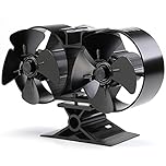 CRSURE Log Burner Fan 8 Blades Stove fan Log Burner Fan Heat Powered Fans for Wood Burners Fireplace Eco Friendly & Increased Efficient with Stove Thermometer for Large Room