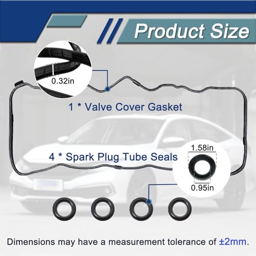 Image of VS50741R Engine Valve Cover Gasket Set Compatible with 1.8L 2006-2015 Honda Civic, 2016-2017 Honda HR-V 1.8L, 2013-2015 Acura ILX 2.0L, 2007 2008 2009 2010 2011 2012 2014 VS50563 VS 50741 R