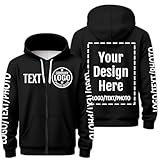 Custom Hoodie Zip Up for Men Add Logo Text Photo Personalized Hoodies Custom Jacket Sweatshirt Front/Back, X-Small,