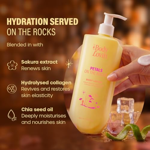 Image of Plum BodyLovin' Petals On The Rocks Body Lotion | Renewing & Reviving Body Lotion | Lightweight Hydration | Sakura Extract, Hydrolysed Collagen & Chia Seed Oil | Citrus Floral Fragrance | 400 ml