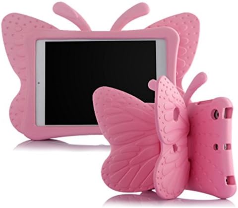 For Apple ipad mini 1234 Butterfly Protection Shell children 's anti - drop EVA resin TV stand protective cover Ipad Case, Kids Cute 3D Shock Proof EVA Case for Ipad Mini 1/2/3/4 (IPAD MINI 1234, Pink)