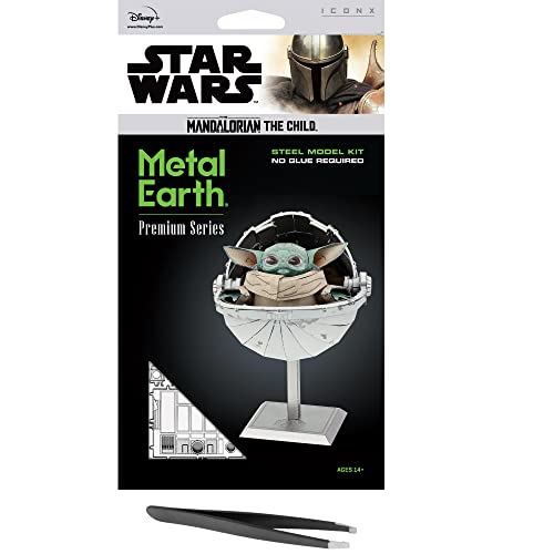 Fascinations Metal Earth Premium Series Star Wars Mandalorian The Child 3D Metal Model Kit Bundle with Tweezers