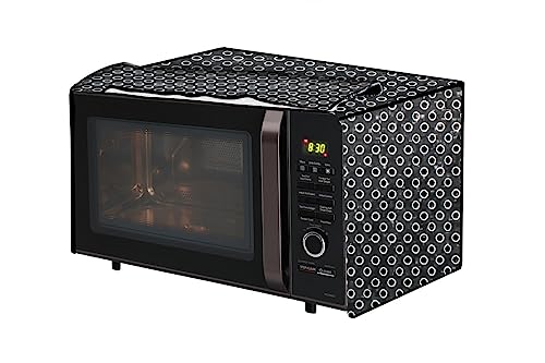 Image of The Furnishing Tree PVC Waterproof Microwave Oven Cover Compatible for Panasonic 20 L Solo NN-ST266BFDG Symmetric Pattern Grey White