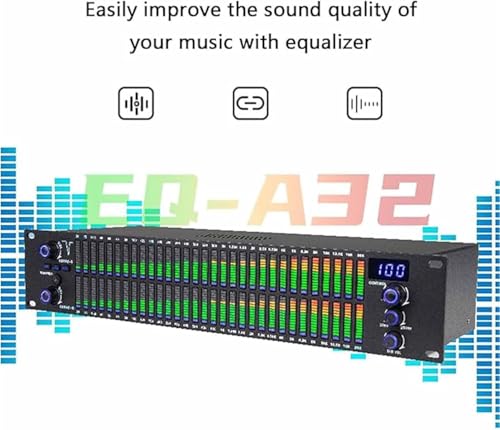 Égaliseur audio numérique avec réduction du bruit, égaliseur graphique stéréo 31 bandes, 10 effets prédéfinis pour une utilisation à la maison, sur scène et en studio
