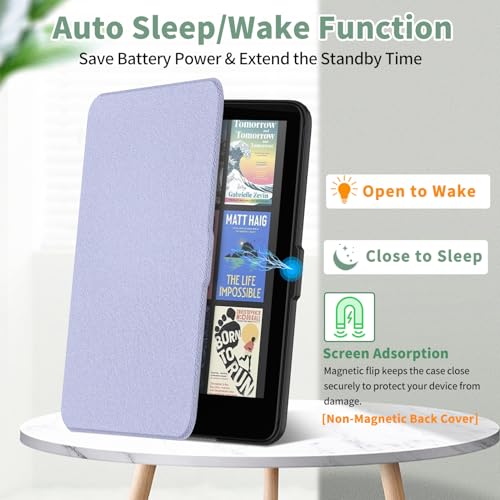 Image of Sanyetral Protective Case with PC Back and Auto Wake /Sleep Function -Purple