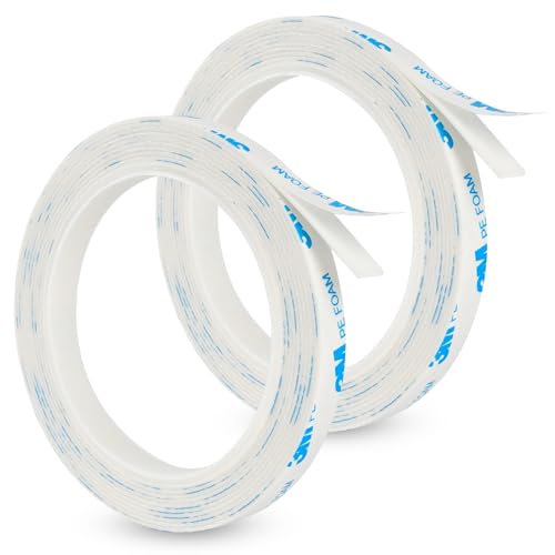 Leikedun Doppelseitiges Klebeband Extra Stark, 2 Rollen (10mm x 300cm) – Hochflexibles Schaumklebeband, Haftkraft Verstärkt für Wandmontage, Poster, Auto Inneneinrichtung & Außenbereich