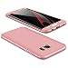 Produktbild JMGoodstore Kompatibel Galaxy S7 Samsung Hülle,+Panzerglas Displayschutzfolie,3 in 1 Ultra Dünn 360 Full Body Anti-Kratzer Hart PC Skin Glatte Rückseite Bumper Rose Gold