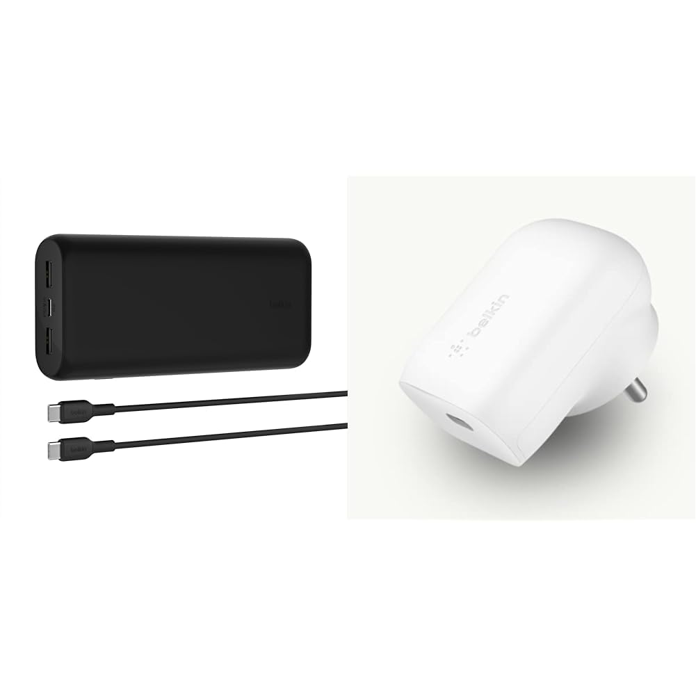 Belkin 30W Wall Charger + 20000mAh 20W Power Bank | Fast Charging - iPhone 17, Air, Pro, Pro Max, Samsung Galaxy S25, iPad, AirPods, Google Pixel 10 and More | 2 Years Warranty, White-picture-18