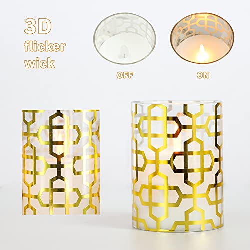 Silverstro Set Of 3, Gold Flameless Candles With Remote, Real Wax Modern Theme Led Candles, Flickering Battery Candles For Birthday Party Wedding Home Decor, D3” X H4” 5” 6” #TOP5