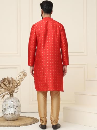 Image of SOJANYA (Since 1958 Men's Silk Blend Booti Kurta with Gold Churidaar Pyjama