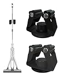 FYWZ Mop Holder Magnetic, Magnetic Broom Holder for Fridge - Heavy Duty Magnetic Broom Holder Black Steel Magnetic Tool Mount for Home, Kitchen, Laundry, Garage, Workshop - 2 Pack/Black+Grey