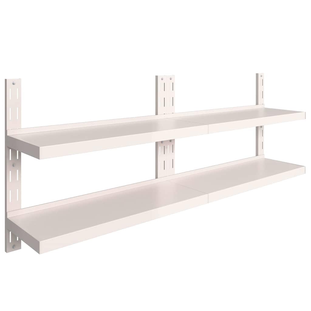 Set di 2 mensole da parete in acciaio inox, 2 ripiani, 200 x 30