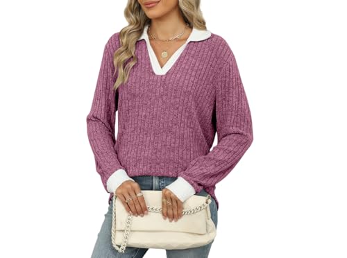 Image of Womens Long Sleeve Shirts Fashion Fall Tops Blouses Sweater Dressy Business Casual Outfits