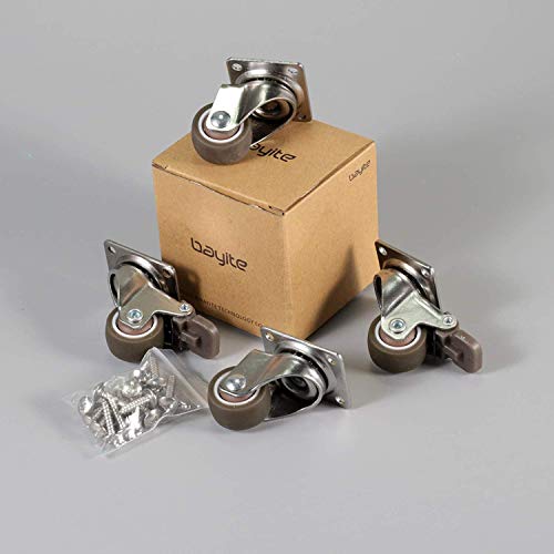 Bayite XX313 4 Pack 1 Inch Low Profile Casters Wheels Soft Rubber Swivel Caster thumb #7